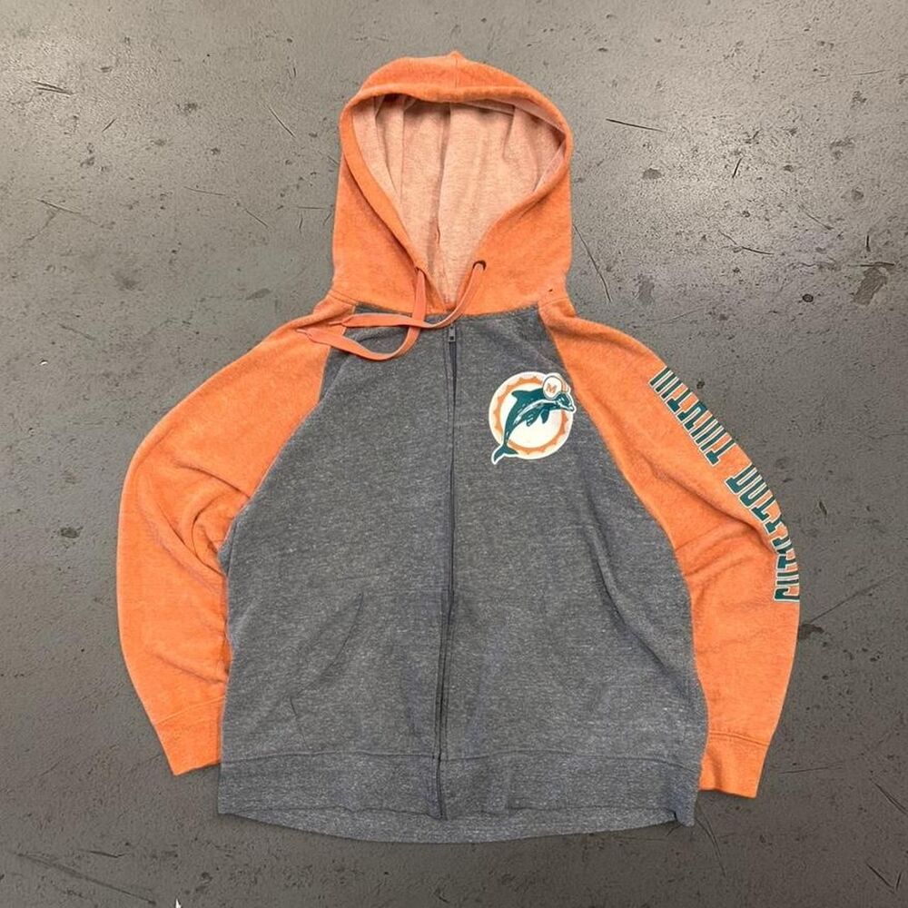 Y2K Womens Miami Dolphins Zip Up Hoodie SZ L